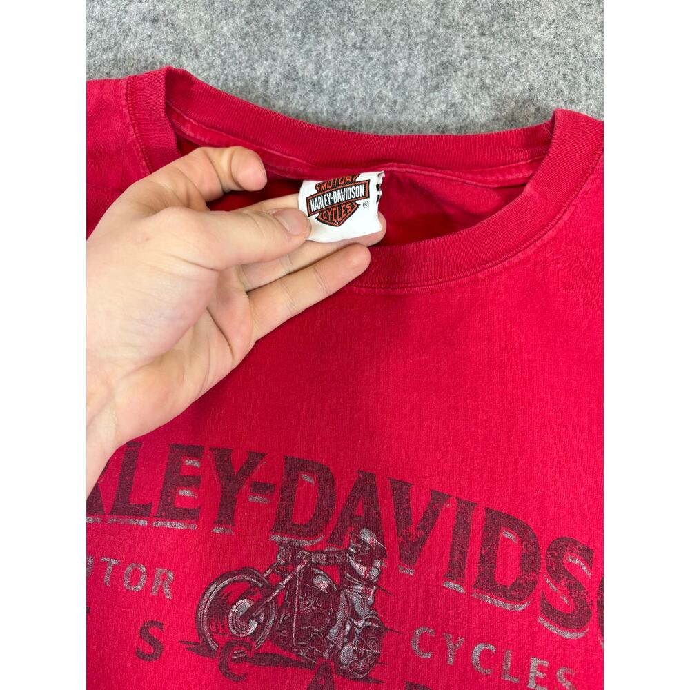 Harley Davidson Shirt Mens Red Lake Geneva Wisconsin Motorcycle Biker Tee 2XL - Picture 7 of 8